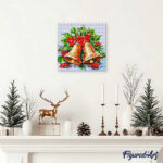 Mini Diamond Painting 25x25cm avec cadre - Cloches de Noël