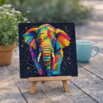 Mini Diamond Painting 25x25cm avec cadre - Éléphant Abstrait Pop Art
