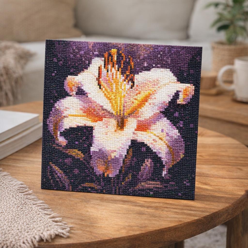 Mini Diamond Painting 25x25cm avec cadre - Épanouissement de Lys