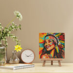 Mini Diamond Painting 25x25cm avec cadre - Femme Native Pop Art