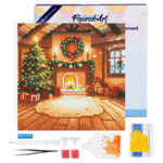 Mini Diamond Painting 25x25cm avec cadre - Intérieur de Noël Douillet