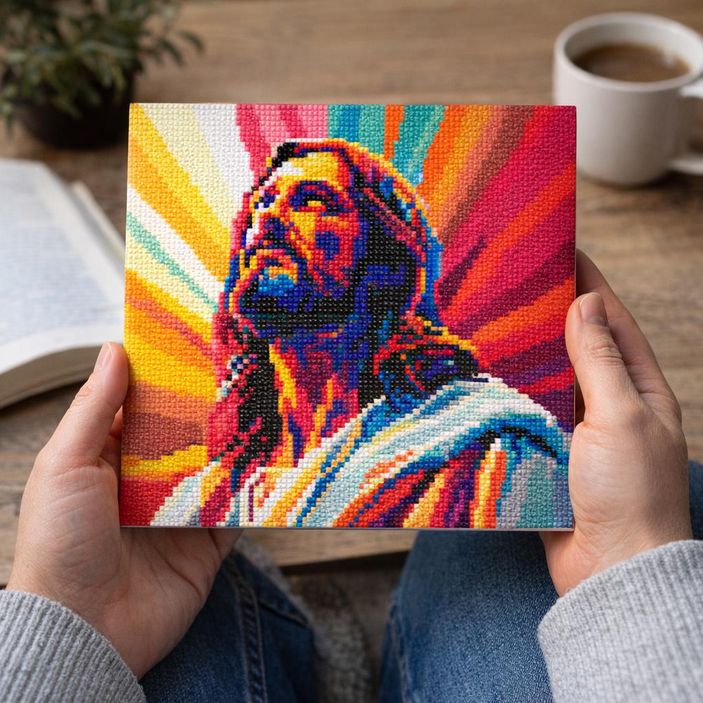 Mini Diamond Painting 25x25cm avec cadre - Jésus Rayonnant