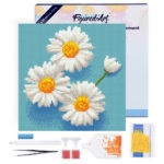 Mini Diamond Painting 25x25cm avec cadre - Jolies Marguerites Blanches