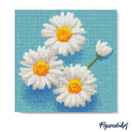 Mini Diamond Painting 25x25cm avec cadre - Jolies Marguerites Blanches