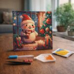 Mini Diamond Painting 25x25cm avec cadre - Joyeux Bonhomme de Neige dans la Chambre