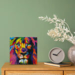 Mini Diamond Painting 25x25cm avec cadre - Lion Pop Art