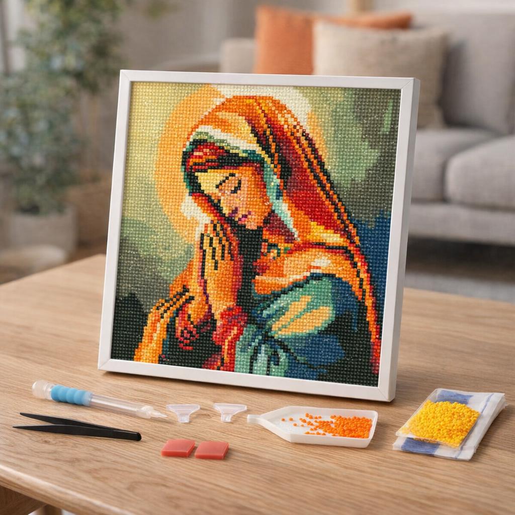 Mini Diamond Painting 25x25cm avec cadre - Marie en Prière