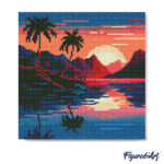 Mini Diamond Painting 25x25cm avec cadre - Mer et Coucher de Soleil