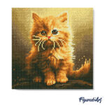 Mini Diamond Painting 25x25cm avec cadre - Mignon Petit Chaton Orange