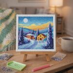 Mini Diamond Painting 25x25cm avec cadre - Nuit d'Hiver en Toscane