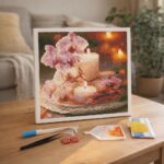 Mini Diamond Painting 25x25cm avec cadre - Orchidées et Bougies