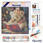 Mini Diamond Painting 25x25cm avec cadre - Ours Mignon en train de Lire