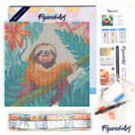 Mini Diamond Painting 25x25cm avec cadre - Paresseux Tropical