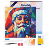 Mini Diamond Painting 25x25cm avec cadre - Père Noël Polygone