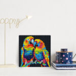 Mini Diamond Painting 25x25cm avec cadre - Perroquets Abstraits Pop Art