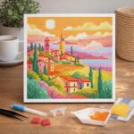 Mini Diamond Painting 25x25cm avec cadre - Printemps en Toscane