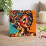 Mini Diamond Painting 25x25cm avec cadre - Reine Africaine Pop Art