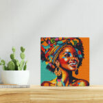 Mini Diamond Painting 25x25cm avec cadre - Reine Africaine Pop Art