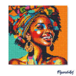 Mini Diamond Painting 25x25cm avec cadre - Reine Africaine Pop Art