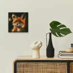 Mini Diamond Painting 25x25cm avec cadre - Renard Roux et Lumière