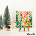 Mini Diamond Painting 25x25cm avec cadre - Renne Doré