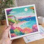 Mini Diamond Painting 25x25cm avec cadre - Riviera Française Colorée