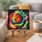Mini Diamond Painting 25x25cm avec cadre - Rose Multicolore