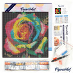 Mini Diamond Painting 25x25cm avec cadre - Rose Multicolore