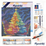 Mini Diamond Painting 25x25cm avec cadre - Sapin de Noël Coloré