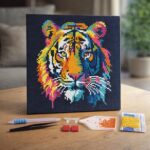 Mini Diamond Painting 25x25cm avec cadre - Tigre Abstrait Pop Art