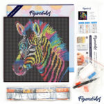 Mini Diamond Painting 25x25cm avec cadre - Zèbre Néon