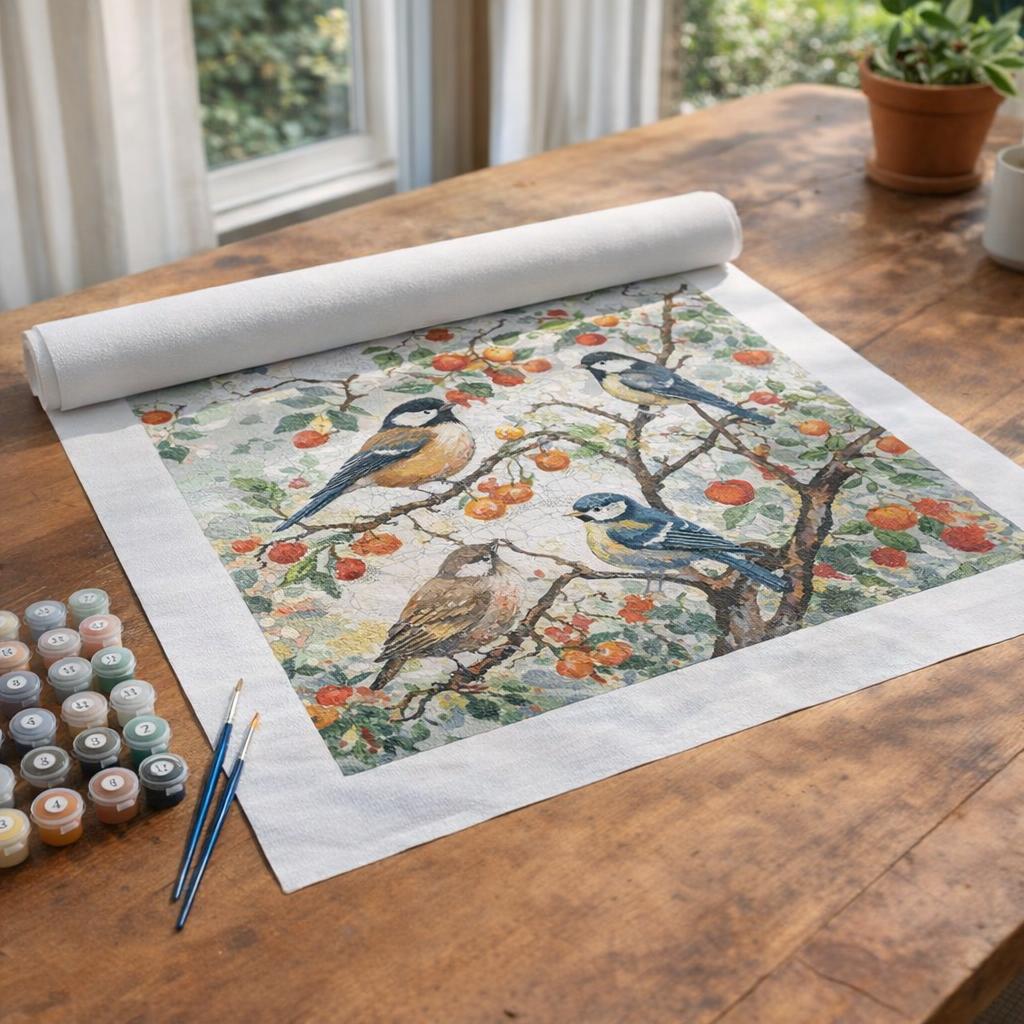 Oiseaux et Arbre Fruitier - Toile roulée