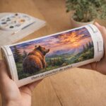 Ours et coucher de soleil - Toile roulée