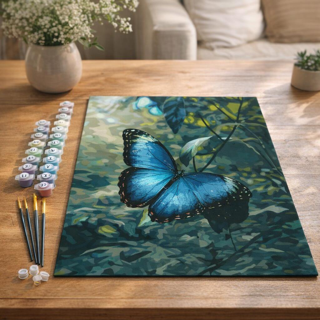 Papillon Morpho Bleu - Toile roulée