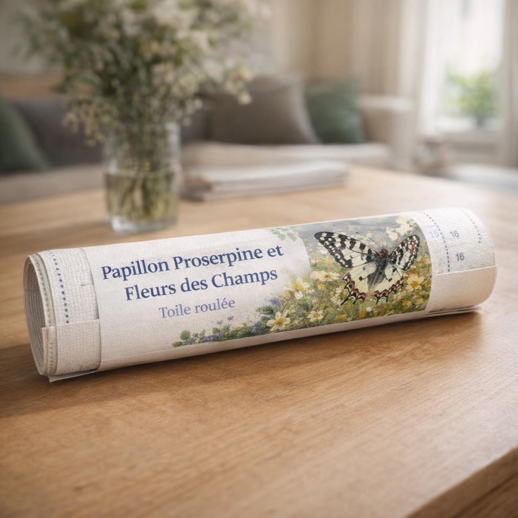 Papillon Proserpine et Fleurs des Champs - Toile roulée