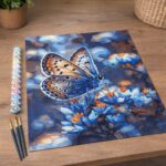 Papillons et Fleurs bleues - Toile roulée