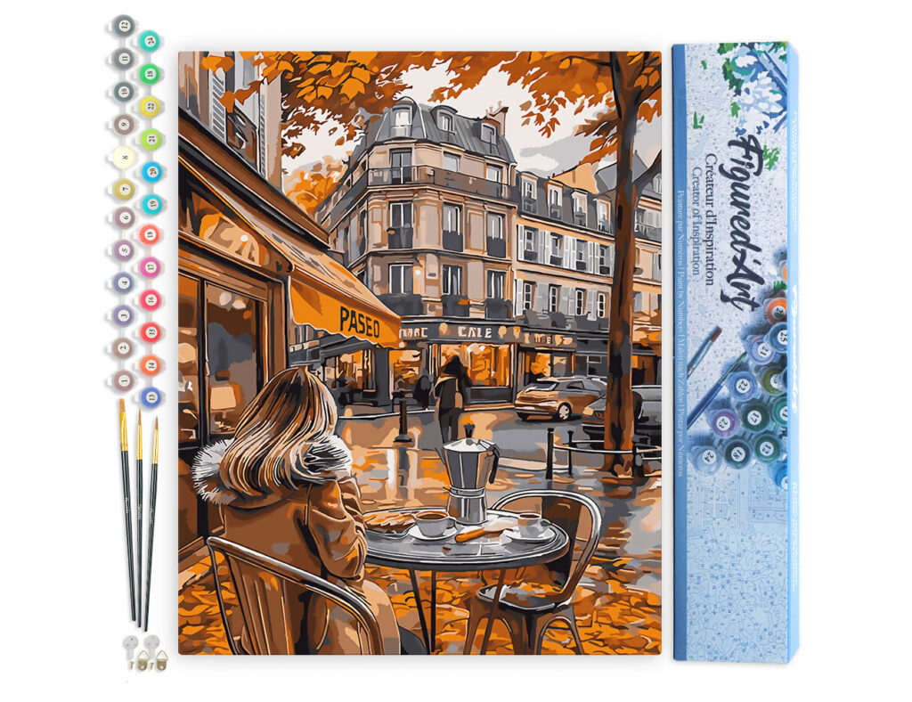 Pause café en Automne - Toile roulée