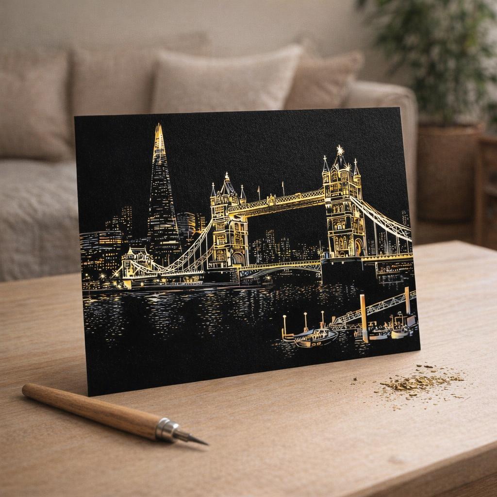 Peinture à gratter - Pont de Londres