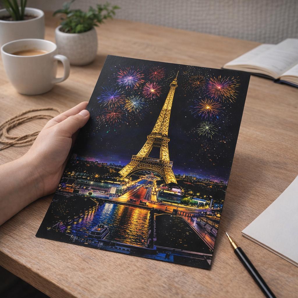 Peinture à gratter - Tour Eiffel à Paris