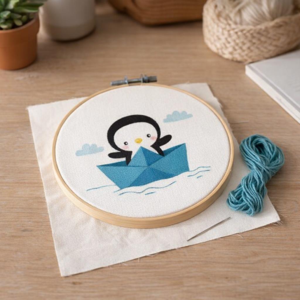 Kit Broderie pour enfant Cap'Taine Pingouin