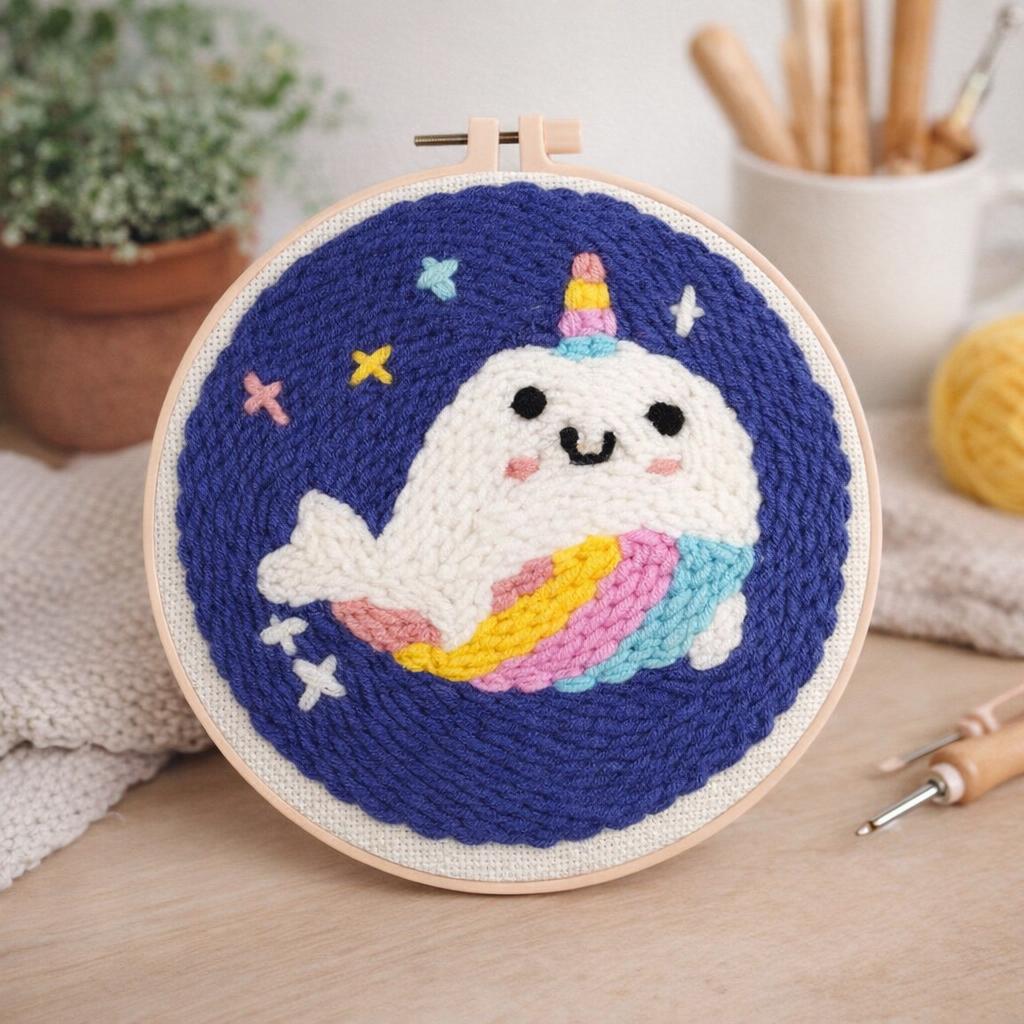 Punch Needle Baleine licorne