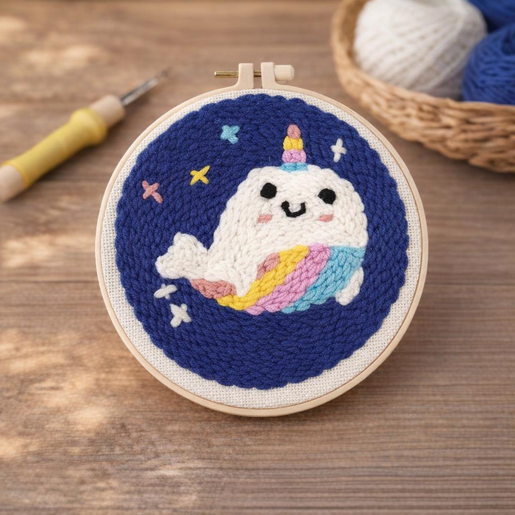 Punch Needle Baleine licorne