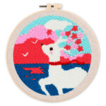 Punch Needle Biche et Fleurs