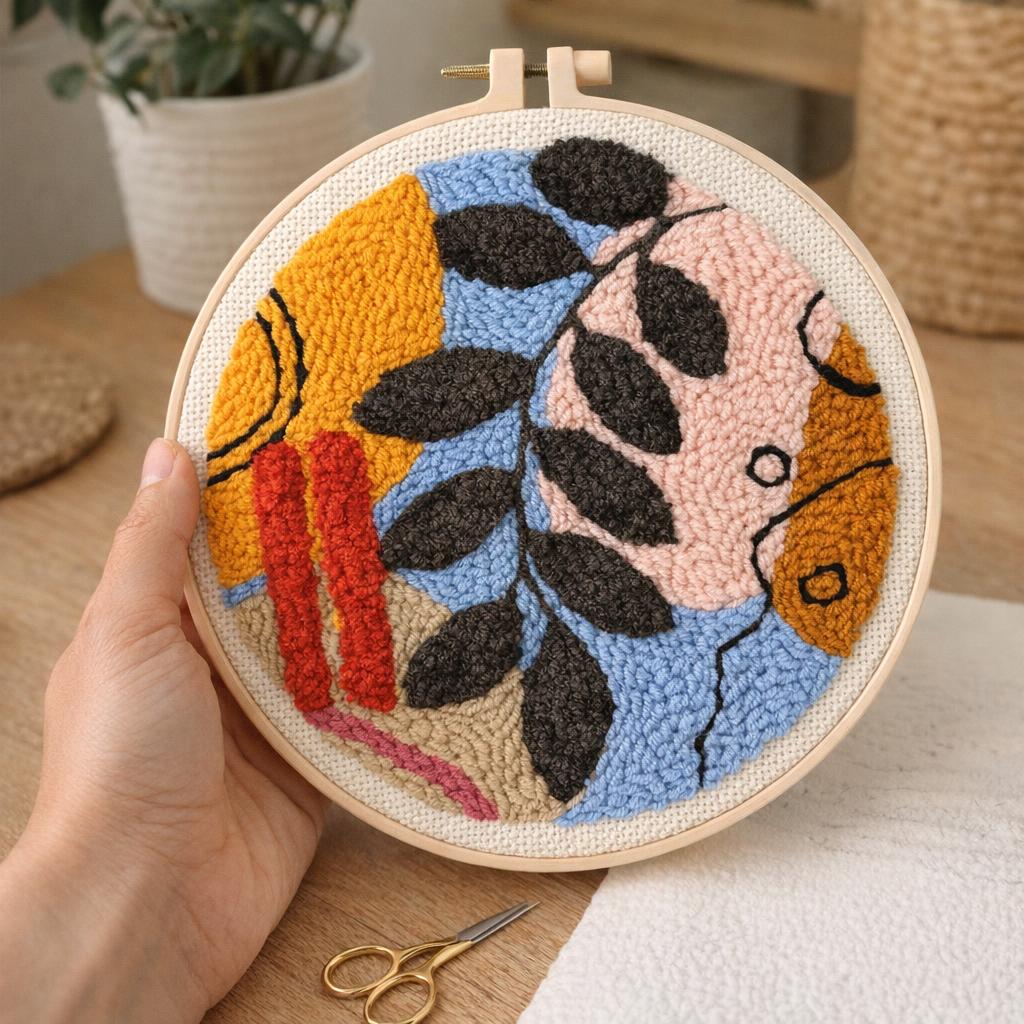 Punch Needle Abstrait Botanique