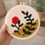 Punch Needle Branche et Rose