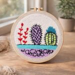 Punch Needle Cactus sur fond blanc