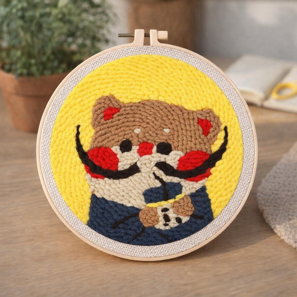 Punch Needle Chat aux grandes Moustaches