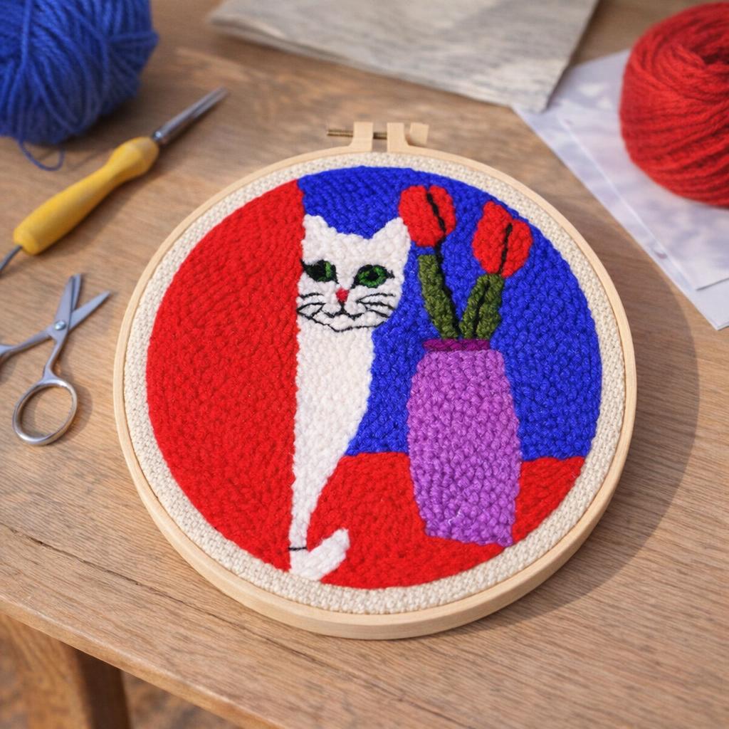 Punch Needle Chat curieux