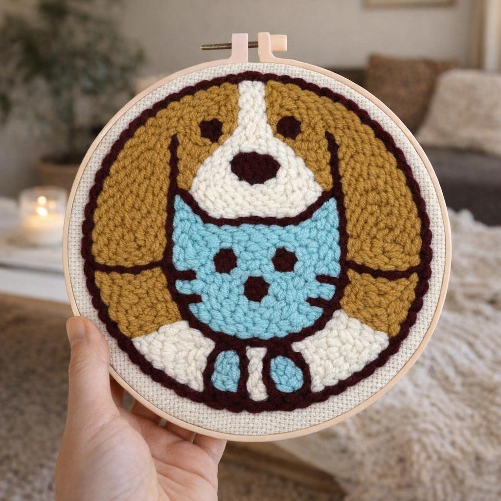 Chat chien punch needle