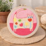 Punch Needle Chat fleuri